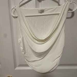 Aritzia Ivory Drape Neck Blouse